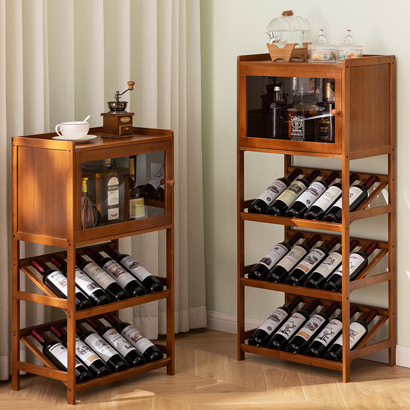 Home Bar Shelves - Stojak na wino z litego bambusa