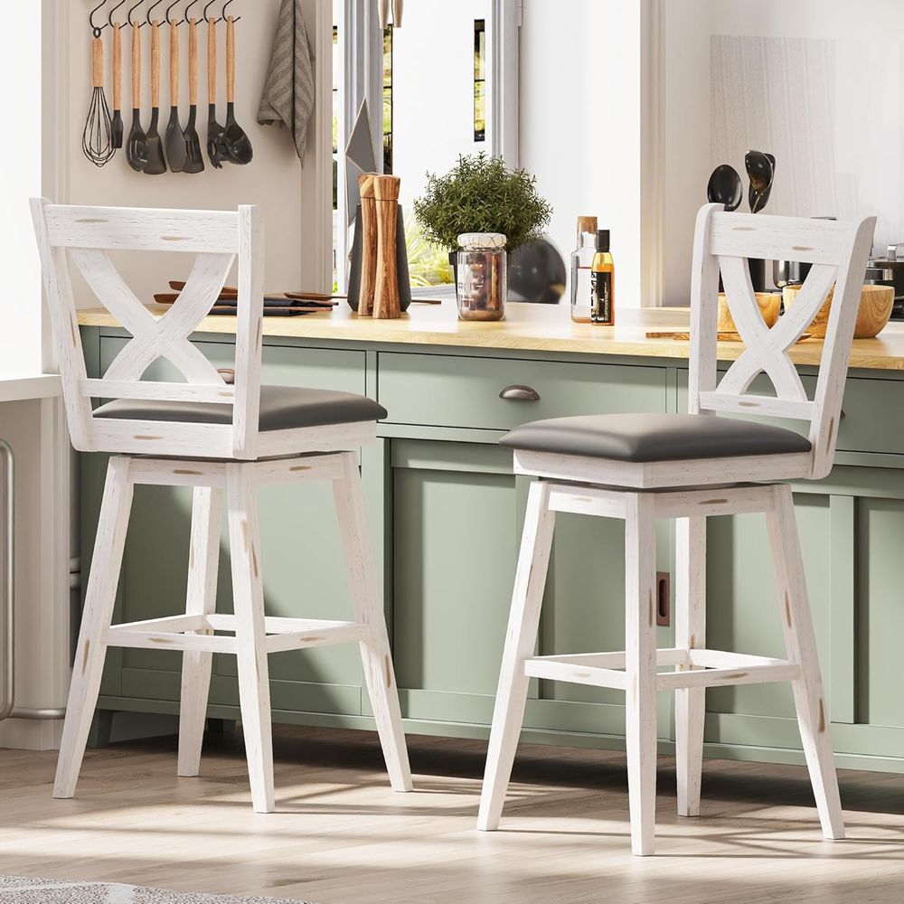 Home Bar Stools - Zestaw 2 obrotowych krzeseł barowych, wysokość