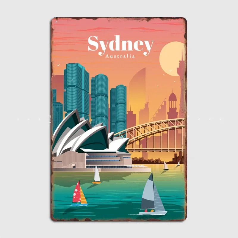 Home Bar Sydney - Plakat Metalowy Vintage z Motywem Sydney,