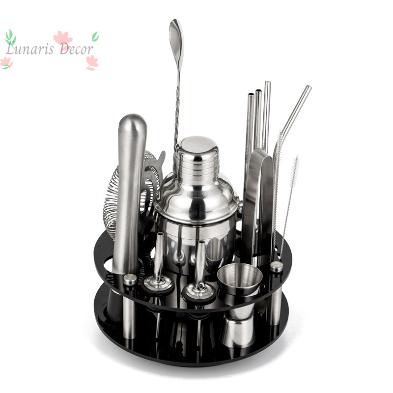 Boston Shaker Set - Kompletny zestaw narzędzi barmańskich z obrotowym