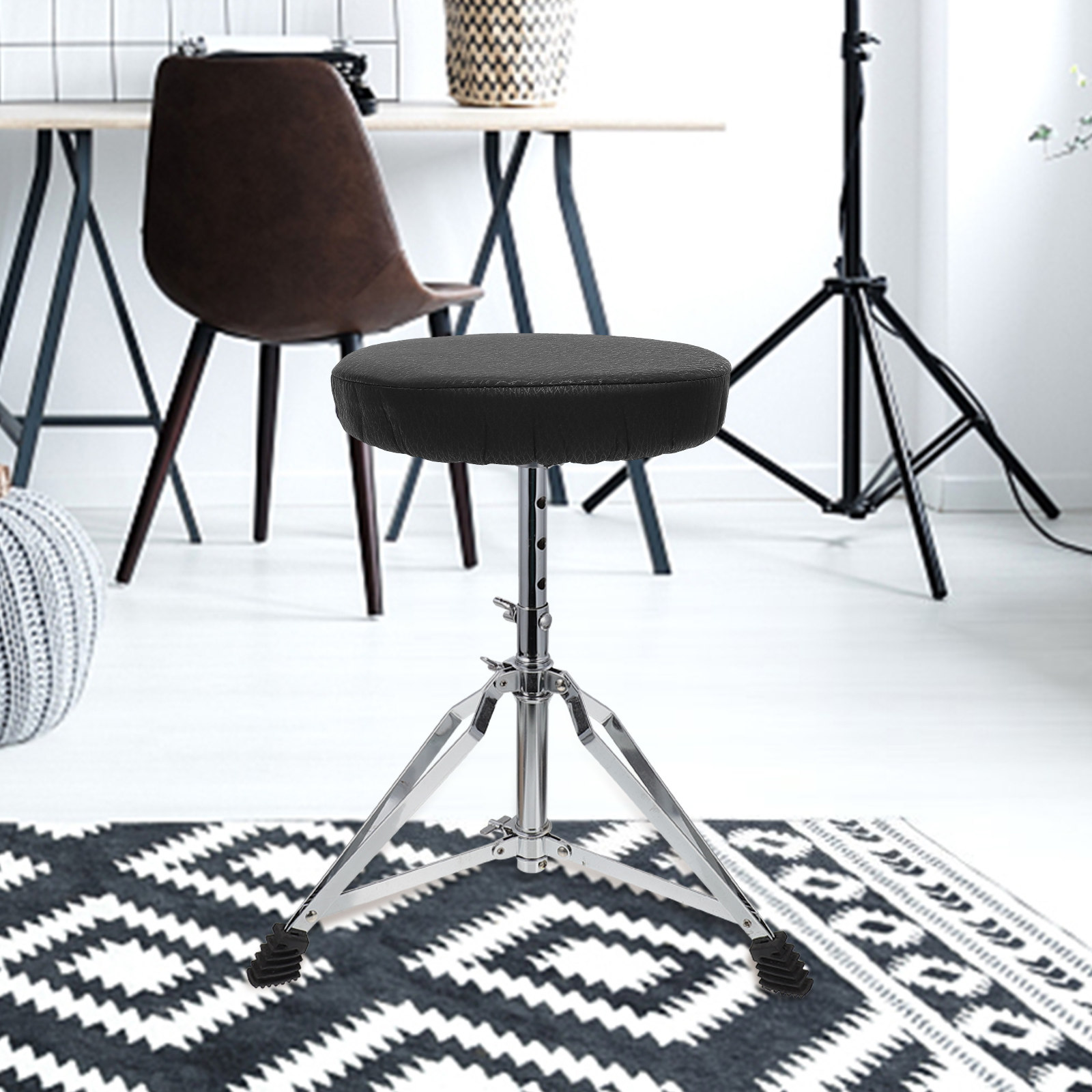 Home Bar Stools - Super okrągły pokrowiec na stołek, czarny,