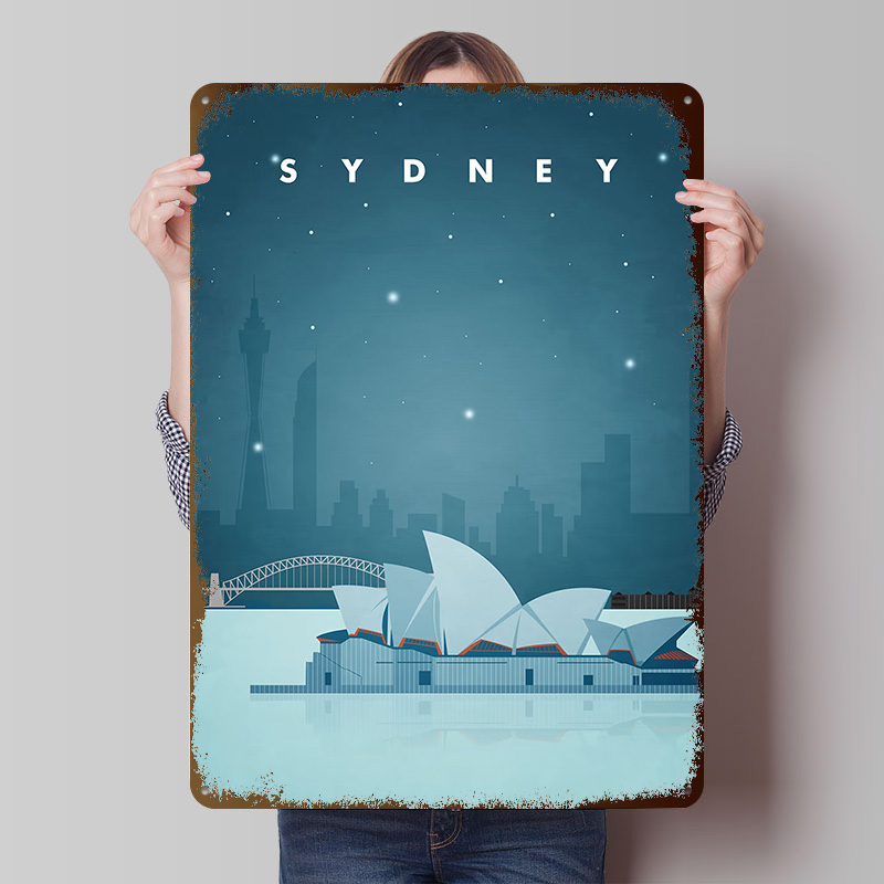 Home Bar Sydney - Plakat Podróżniczy Sydney, Personalizowane Metalowe Tabliczki